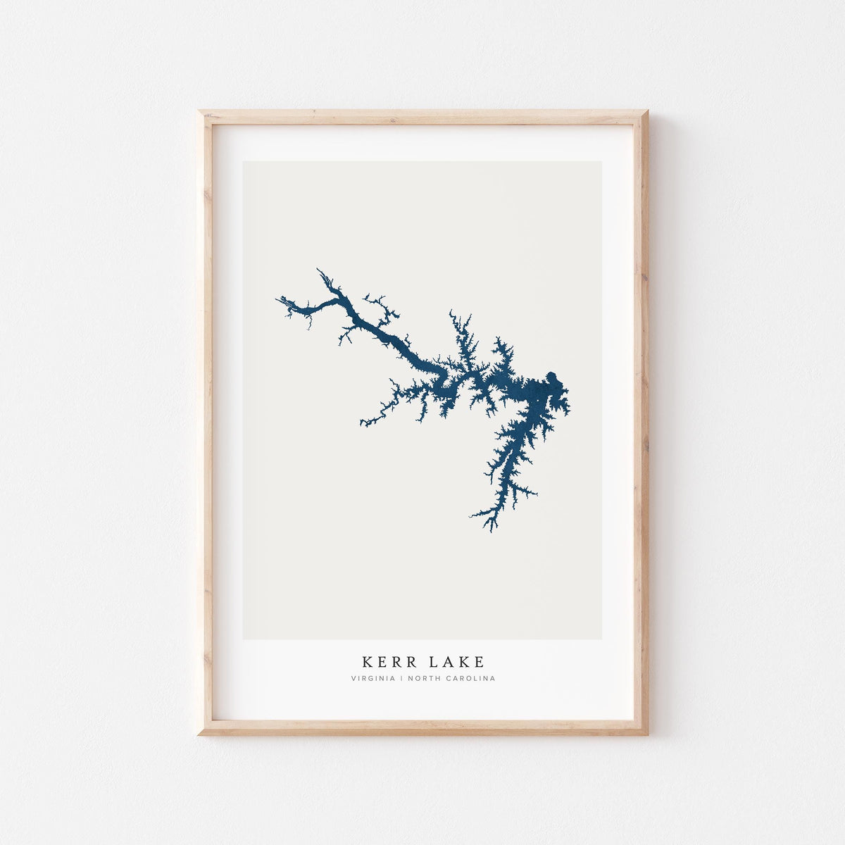 kerr lake north carolina map poster – minimalist lake wall art - image 1
