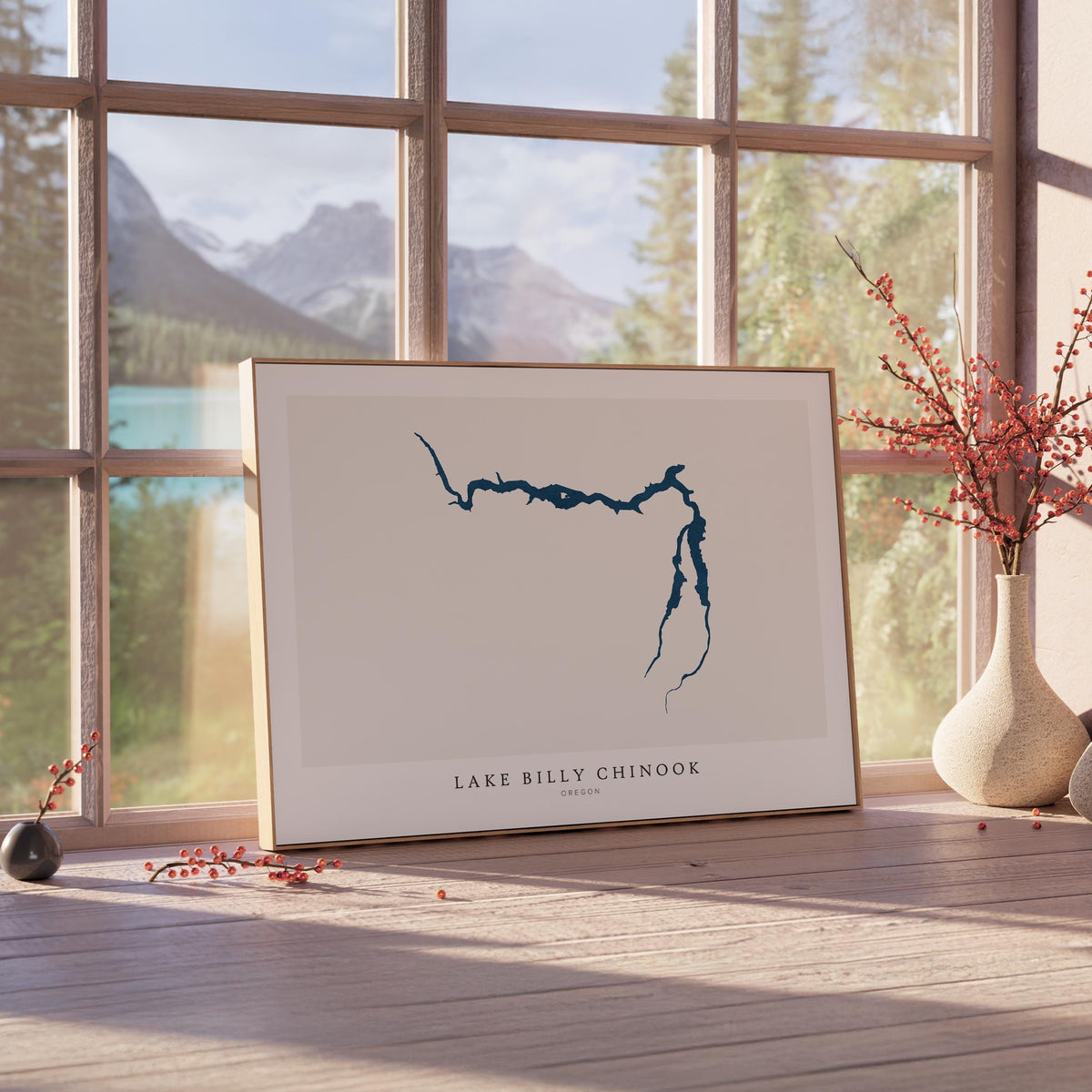 lake billy chinook oregon map poster – minimalist lake wall art - image 4