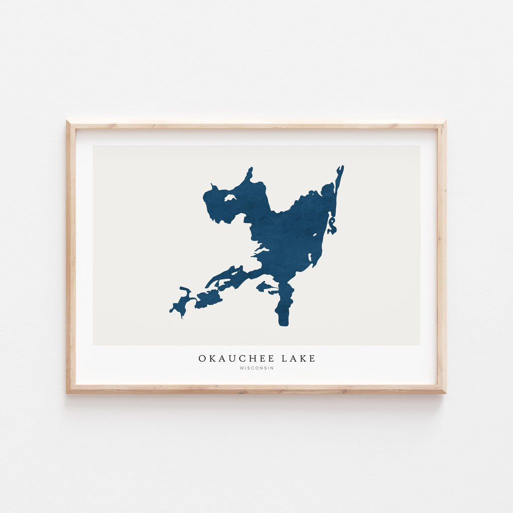 okauchee lake wisconsin map poster – minimalist lake wall art - image 2