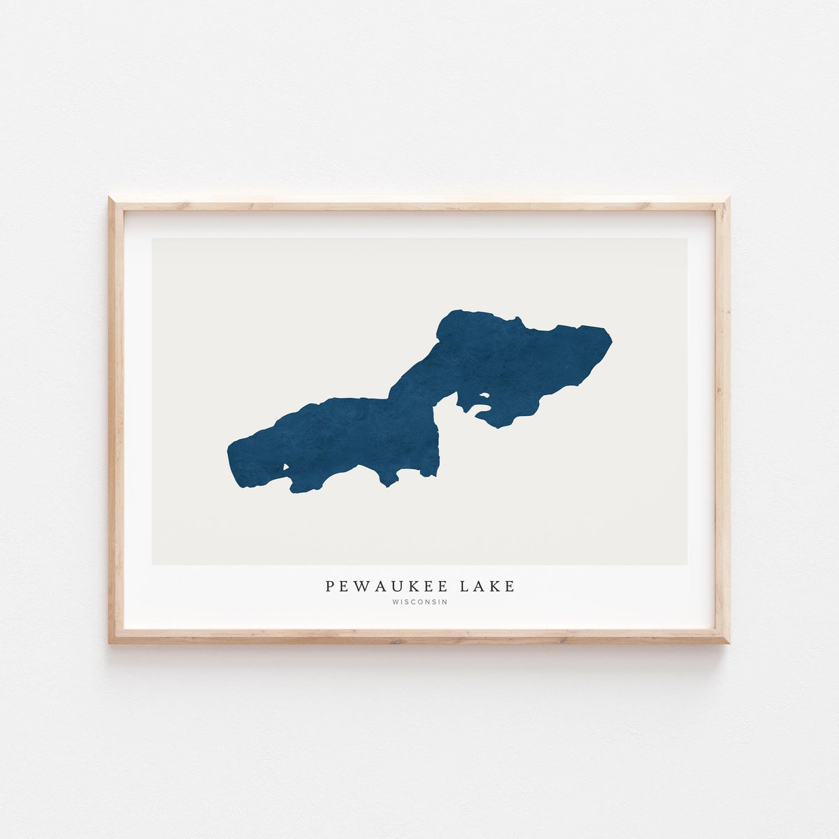 pewaukee lake wisconsin map poster – minimalist lake wall art - image 1