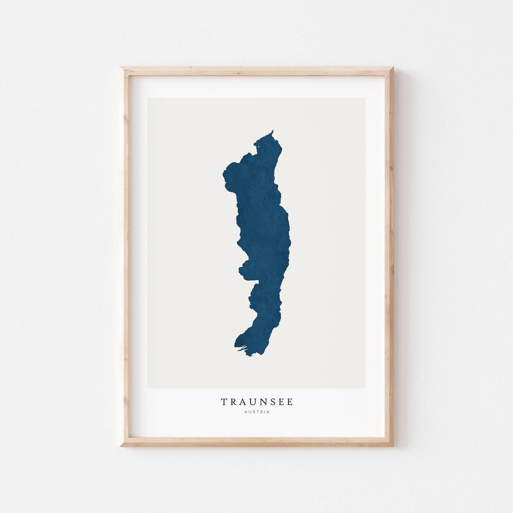traunsee austria map poster – minimalist lake wall art - image 1