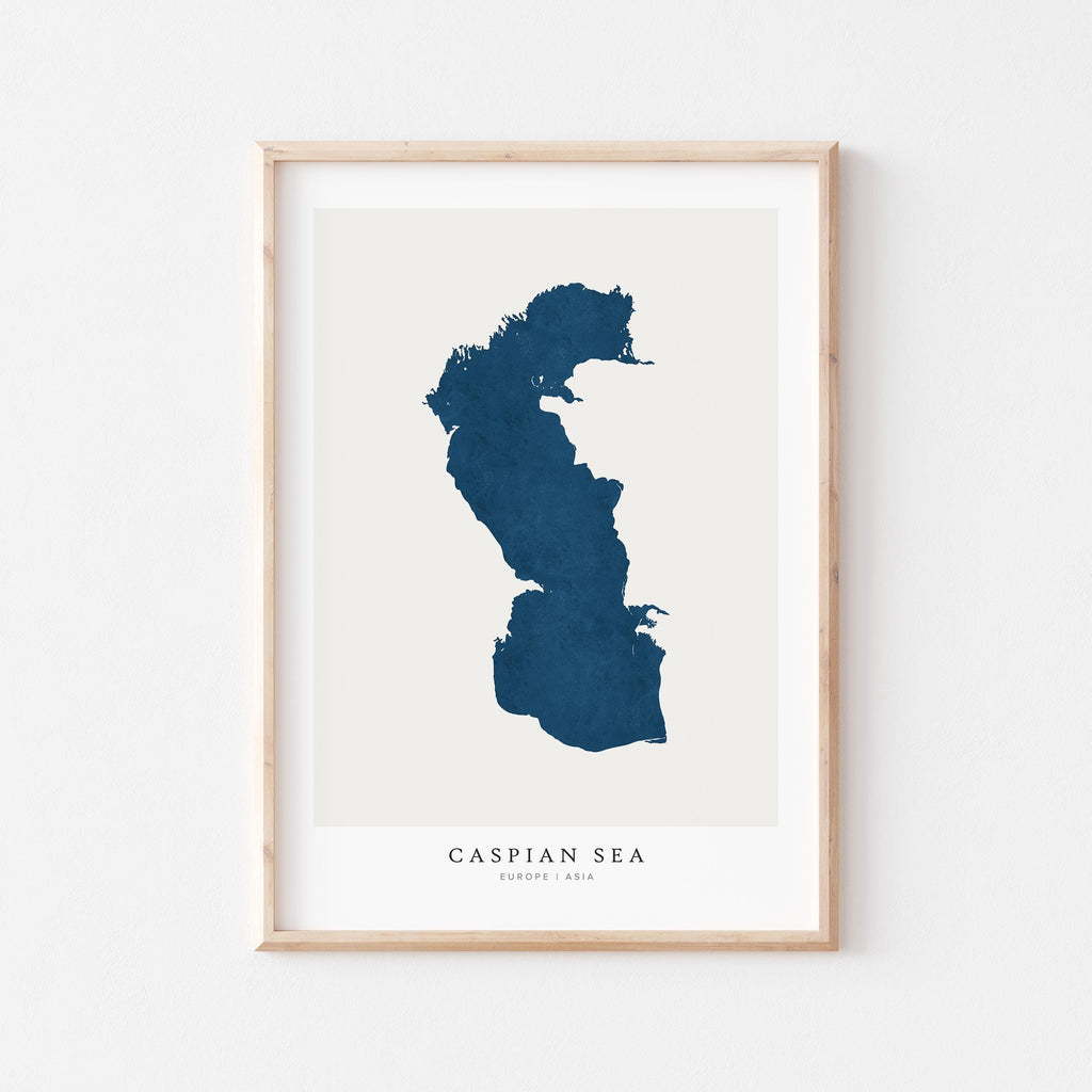 caspian sea russia map poster – minimalist lake wall art - image 1
