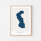 caspian sea russia map poster – minimalist lake wall art - image 1