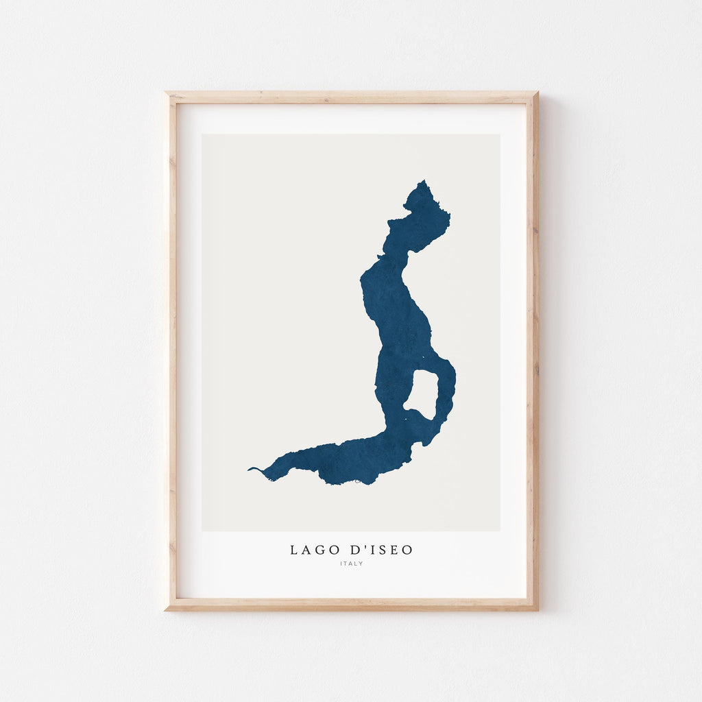 lago d'iseo italy map poster – minimalist lake wall art - image 1