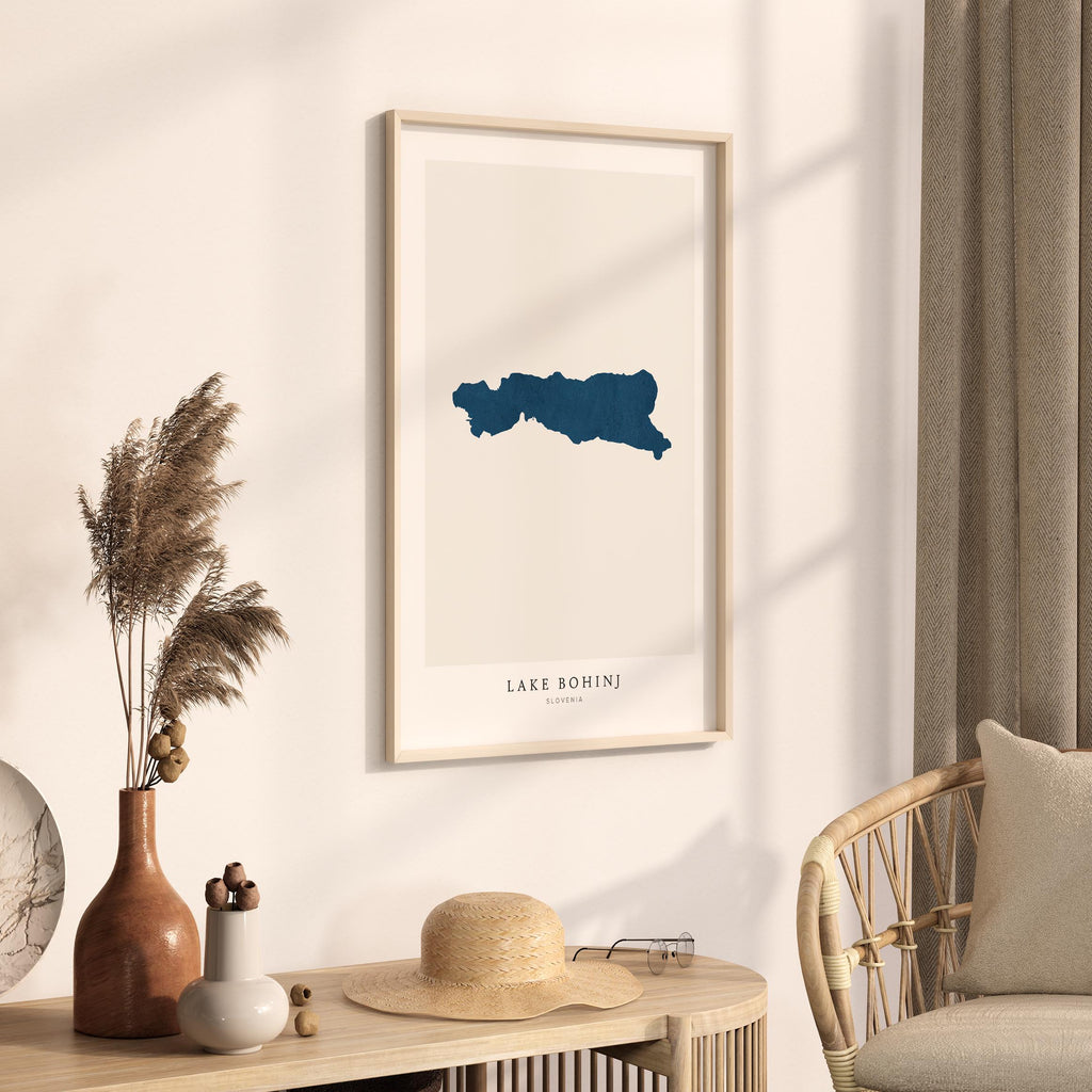 lake bohinj map print slovenia map poster – minimalist lake wall art - image 3