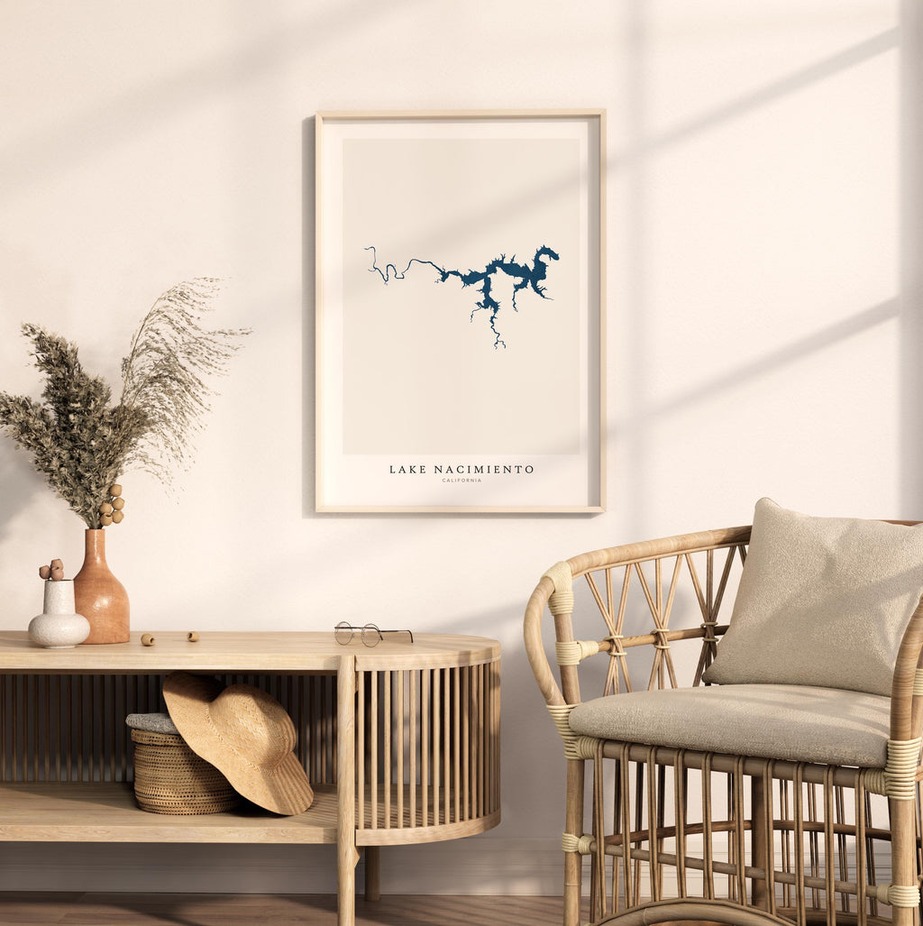 lake nacimiento map print california map poster – minimalist lake wall art - image 5