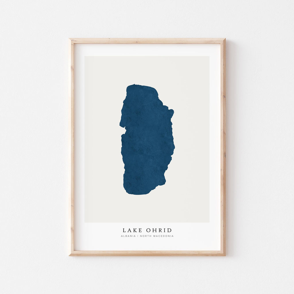 lake ohrid map print albania map poster – minimalist lake wall art - image 1