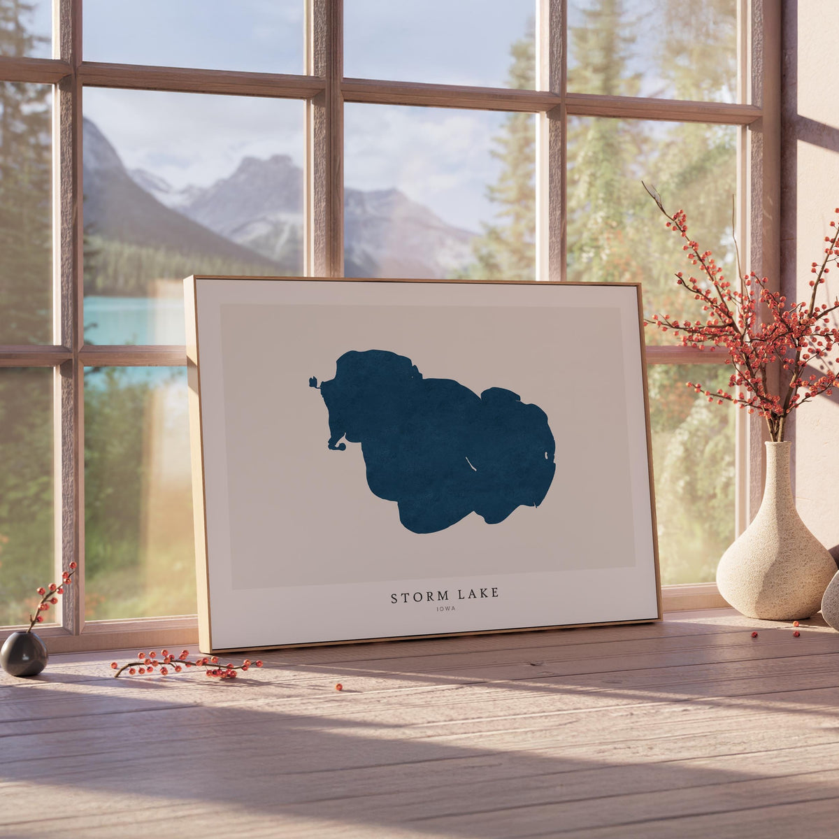 storm lake iowa map print iowa map poster – minimalist lake wall art - image 4