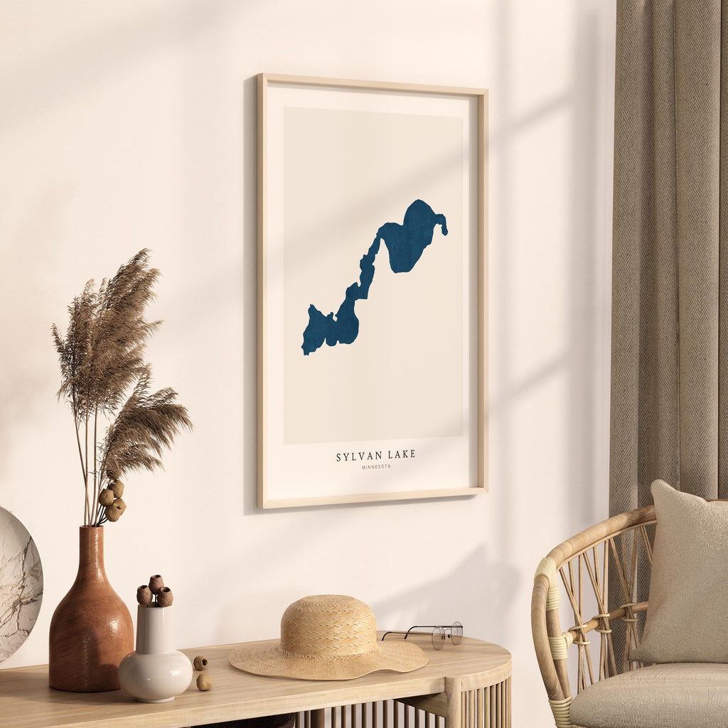 sylvan lake minnesota map print minnesota map poster – minimalist lake wall art - image 3