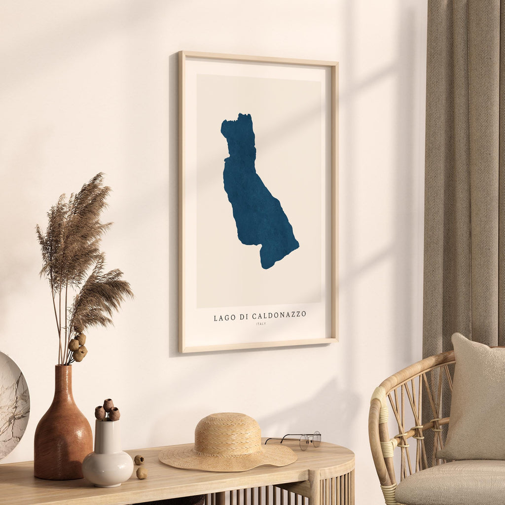 lago di caldonazzo italy map poster – minimalist lake wall art - image 3