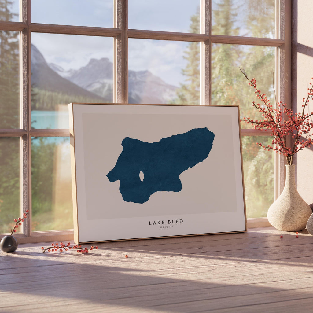 lake bled map art print slovenia map poster – minimalist lake wall art - image 4