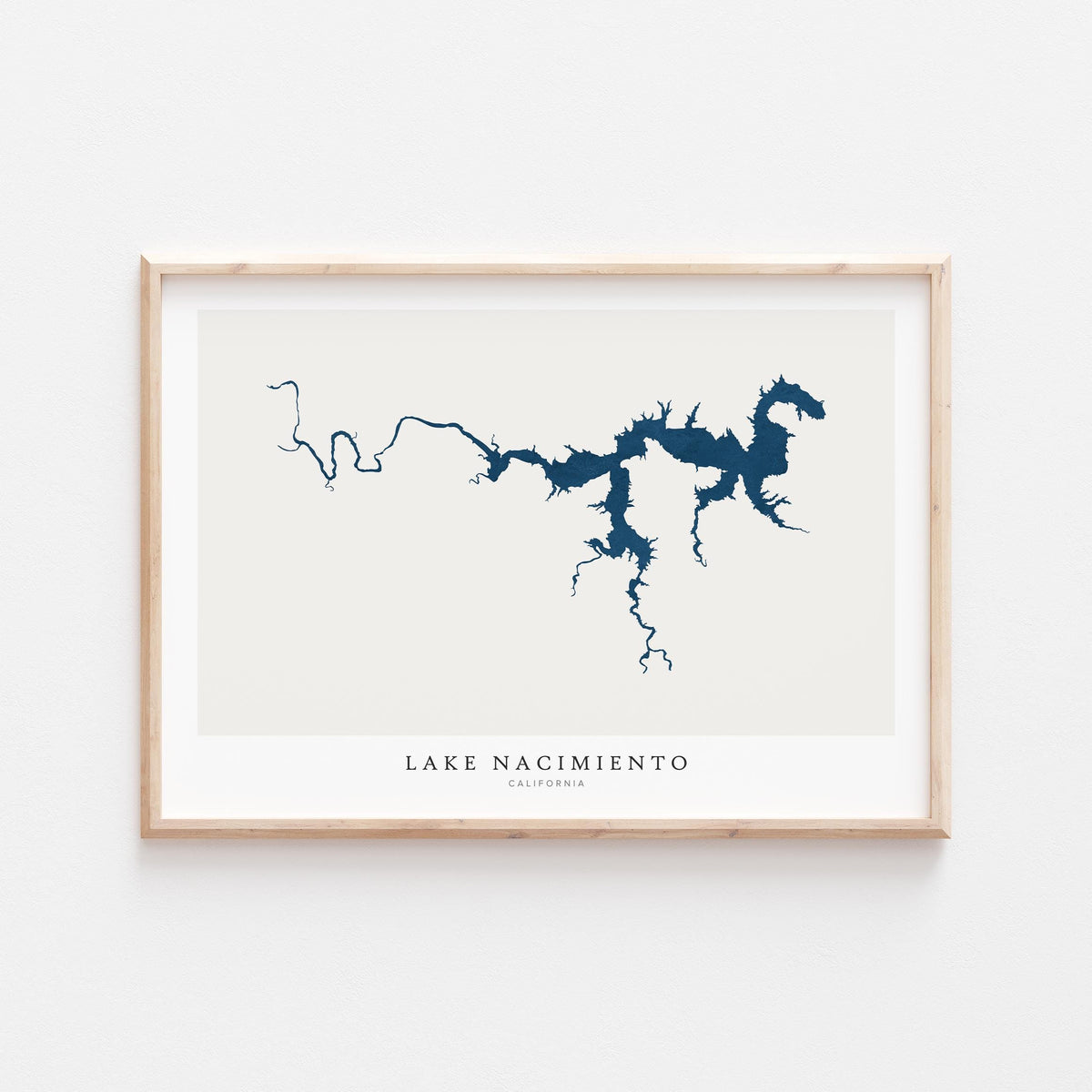 lake nacimiento map print california map poster – minimalist lake wall art - image 1