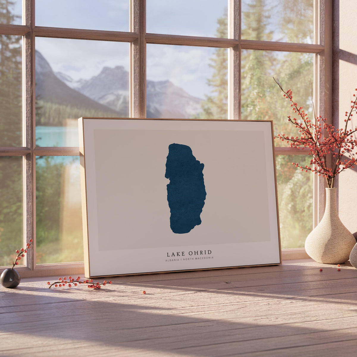 lake ohrid map print albania map poster – minimalist lake wall art - image 4