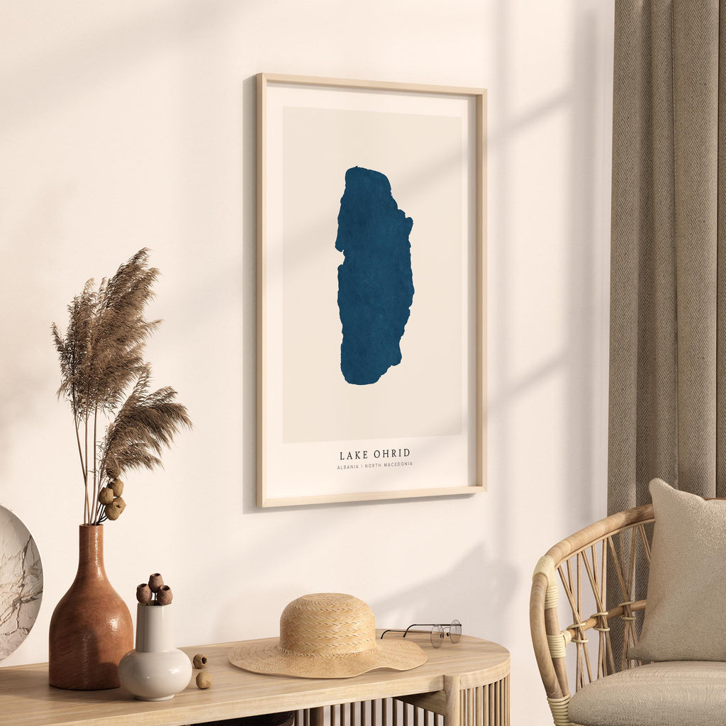 lake ohrid map print albania map poster – minimalist lake wall art - image 3