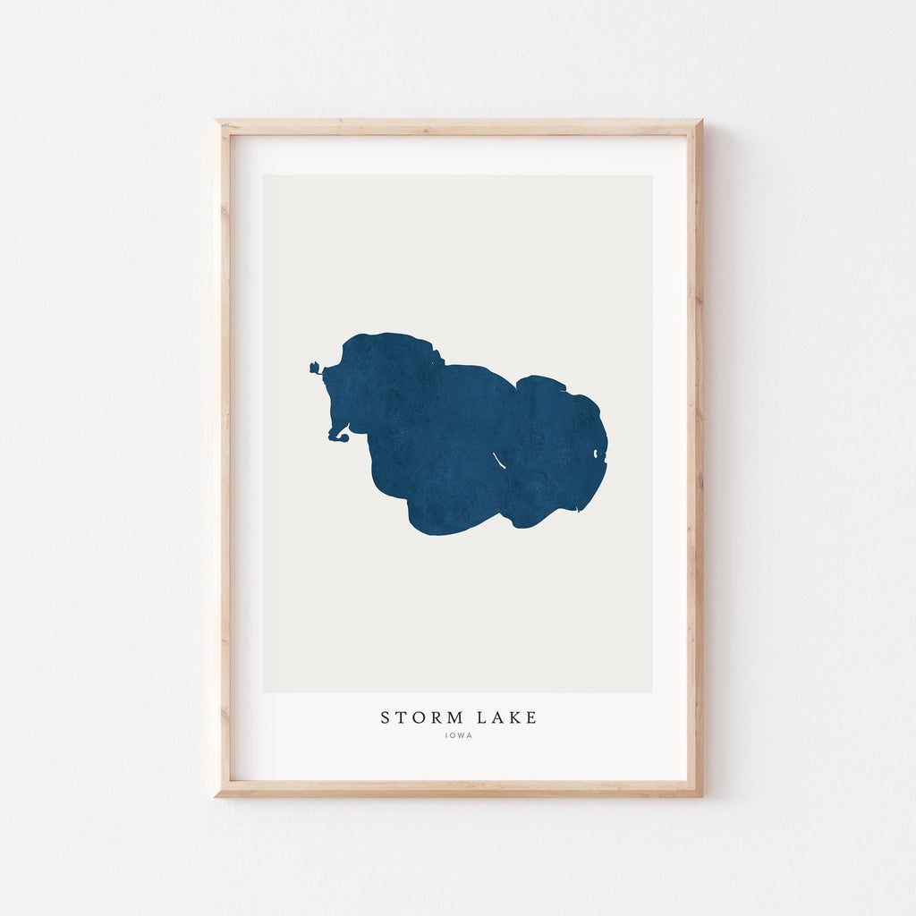 storm lake iowa map print iowa map poster – minimalist lake wall art - image 1