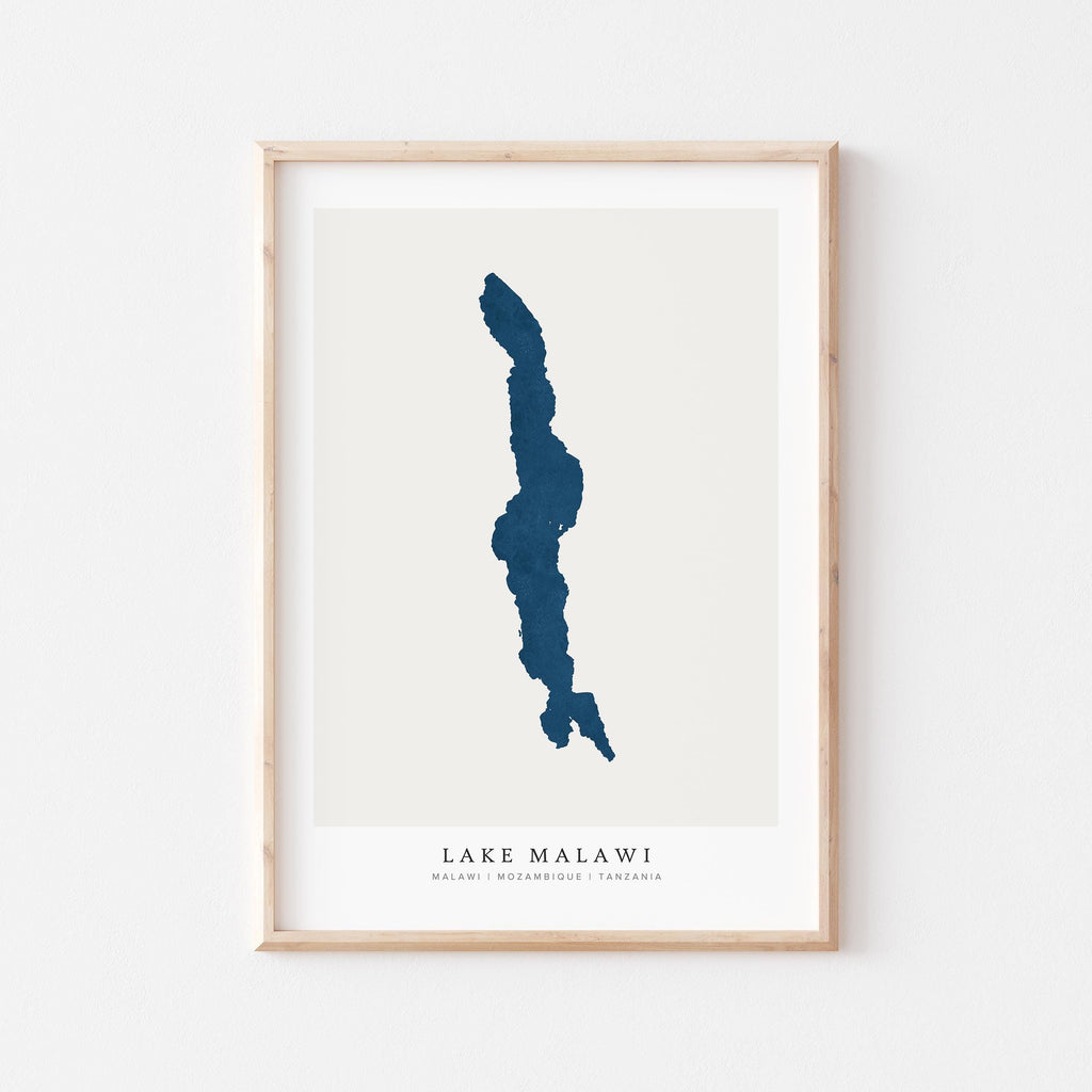 lake malawi malawi map poster – minimalist lake wall art - image 1