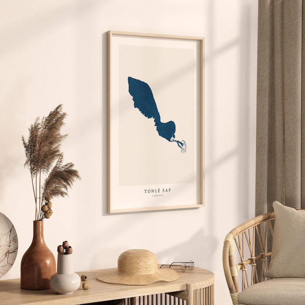 tonle sap cambodia map poster – minimalist lake wall art - image 3