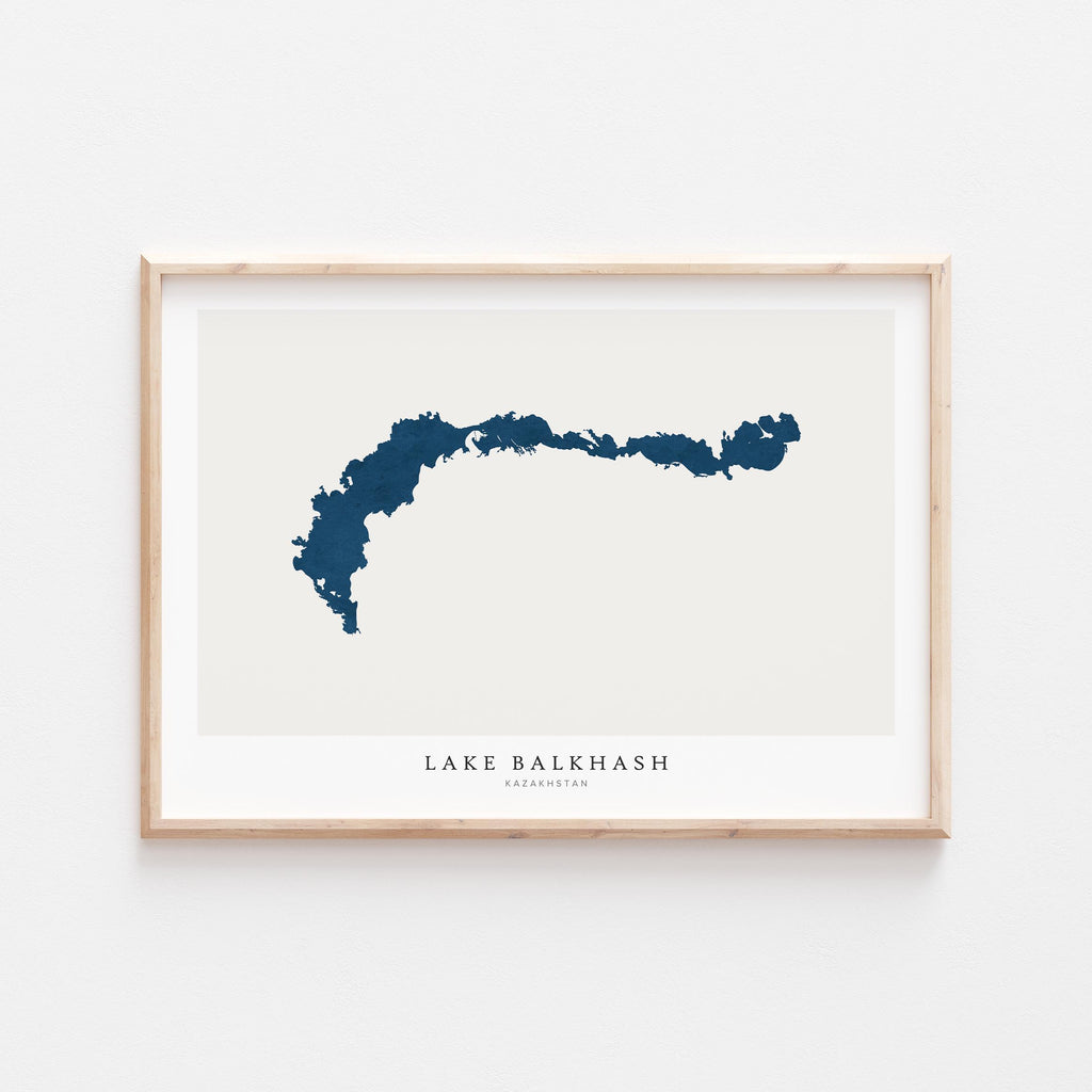 lake balkhash kazakhstan map poster – minimalist lake wall art - image 1