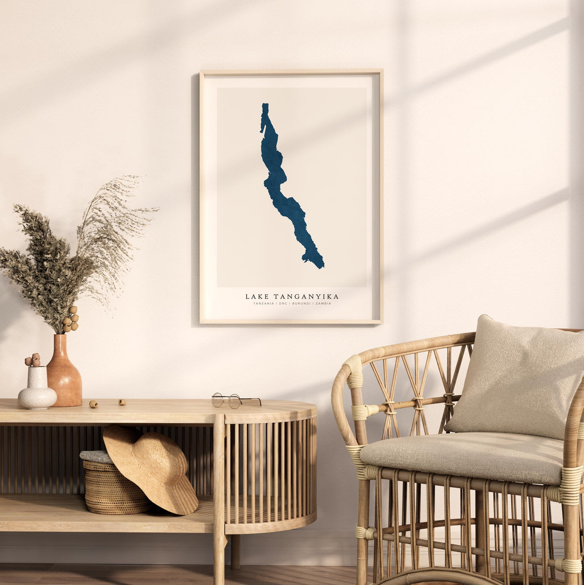 lake tanganyika zambia map poster – minimalist lake wall art - image 5