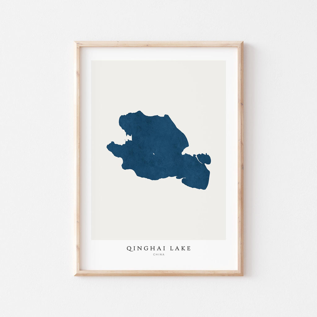 qinghai lake china map poster – minimalist lake wall art - image 1