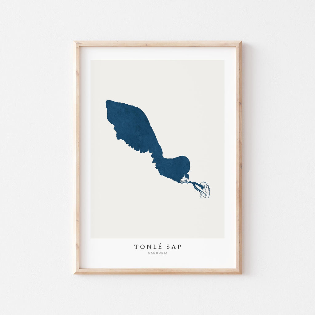 tonle sap cambodia map poster – minimalist lake wall art - image 1
