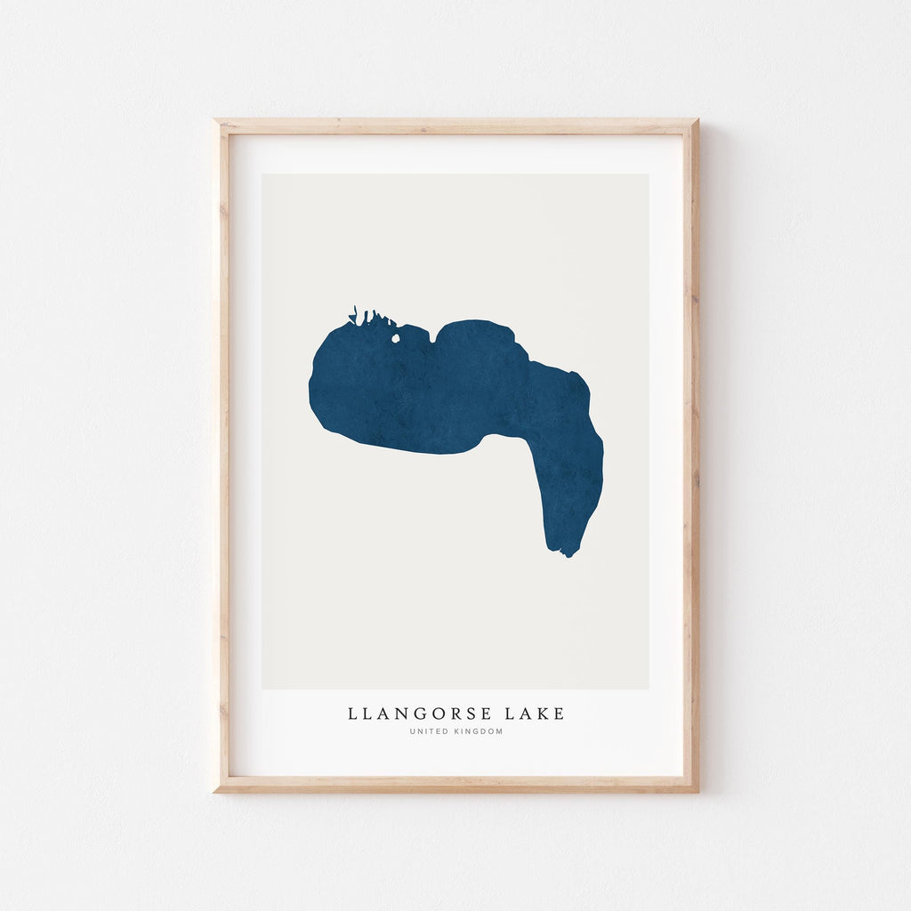 llangorse lake united kingdom map poster – minimalist lake wall art - image 1