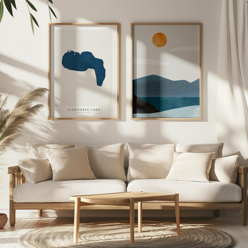 llangorse lake united kingdom map poster – minimalist lake wall art - image 7