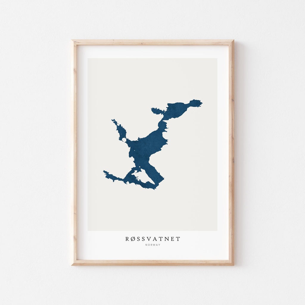 rossvatnet norway map poster – minimalist lake wall art - image 1