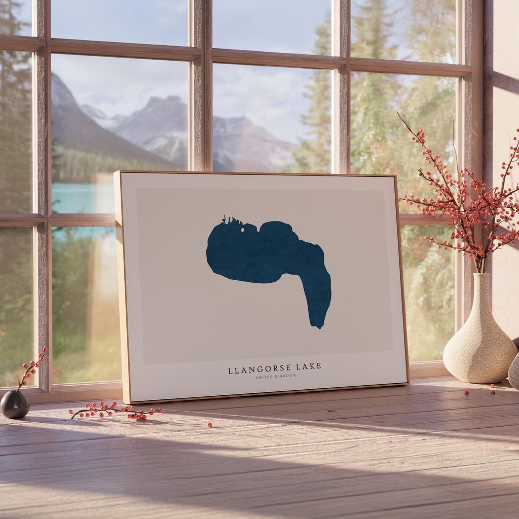 llangorse lake united kingdom map poster – minimalist lake wall art - image 4