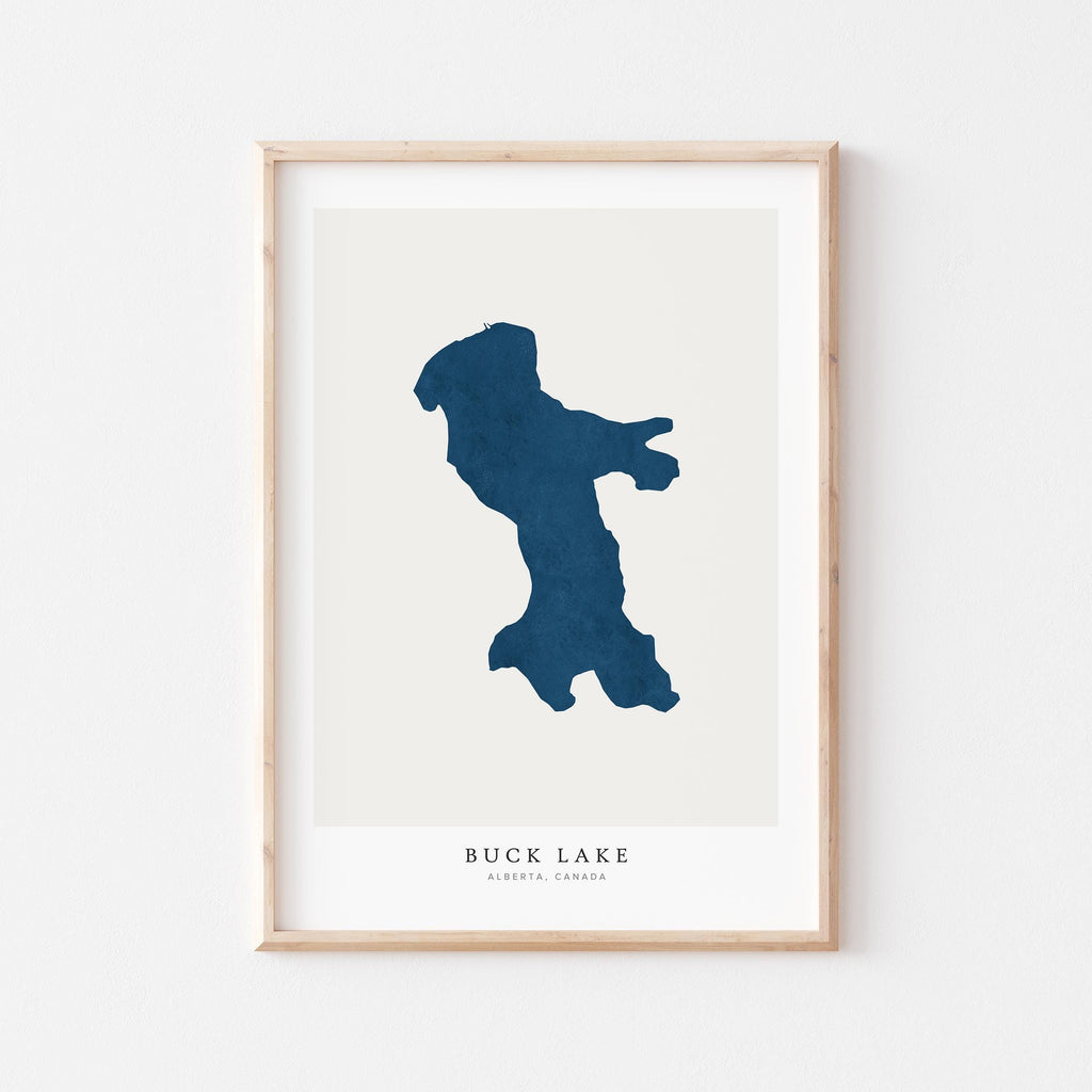 buck lake alberta map poster – minimalist lake wall art - image 1