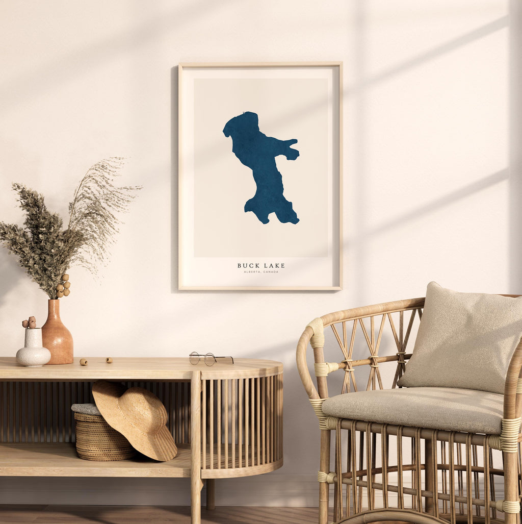 buck lake alberta map poster – minimalist lake wall art - image 5