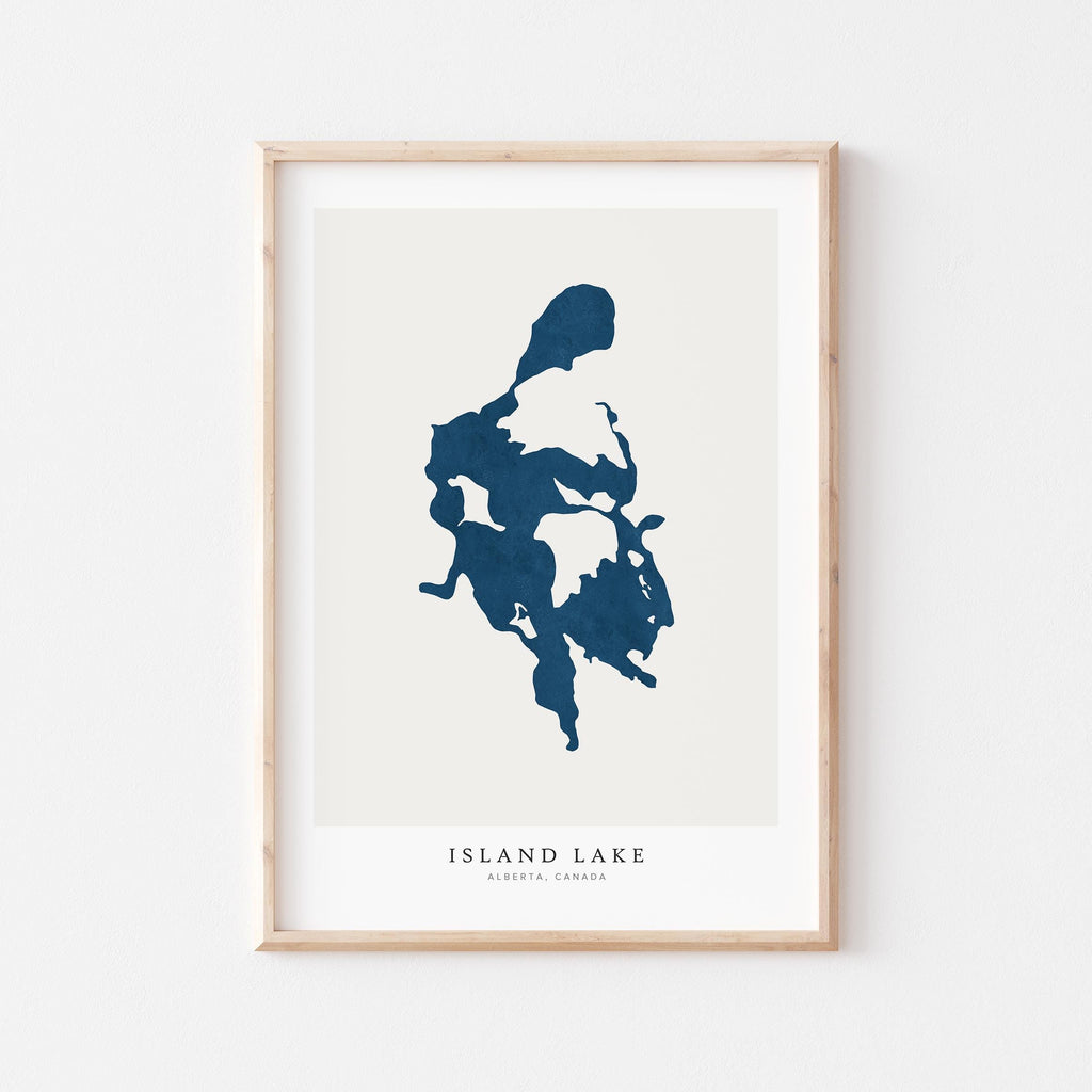 island lake alberta map poster – minimalist lake wall art - image 1