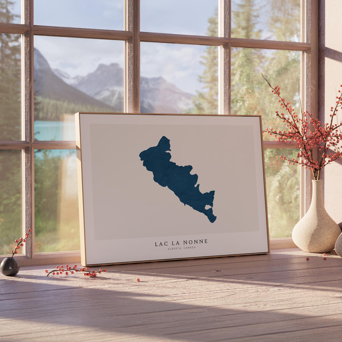lac la nonne alberta map poster – minimalist lake wall art - image 4