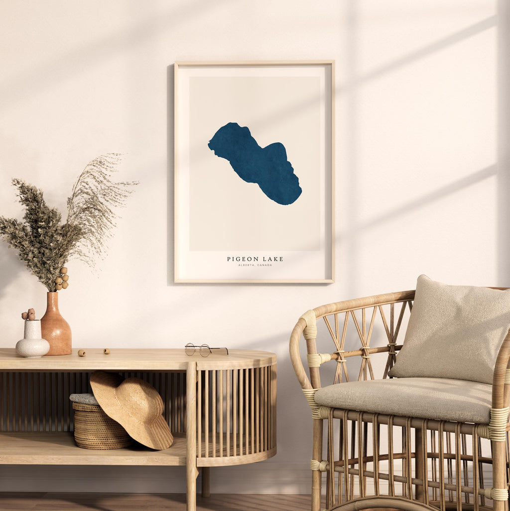 pigeon lake alberta map poster – minimalist lake wall art - image 5
