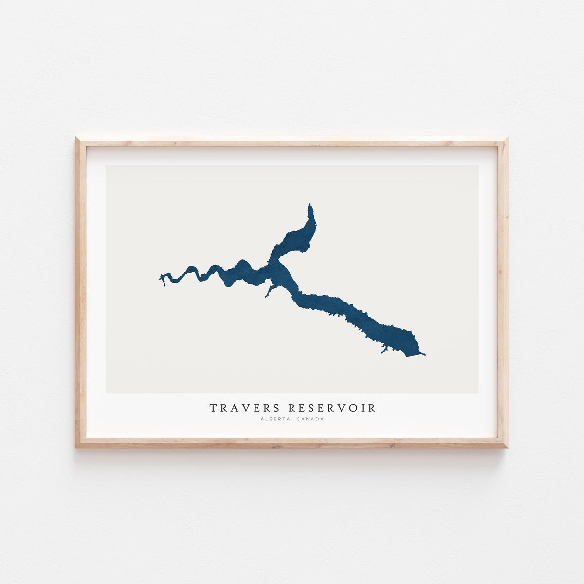 travers reservoir alberta map poster – minimalist lake wall art - image 1