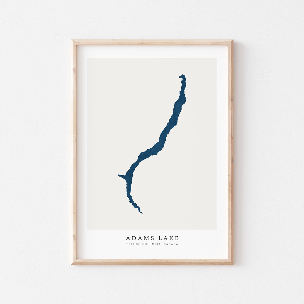 adams lake british columbia map poster – minimalist lake wall art - image 1