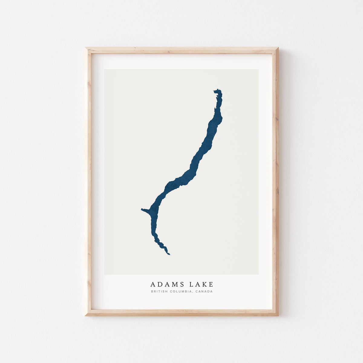 adams lake british columbia map poster – minimalist lake wall art - image 1