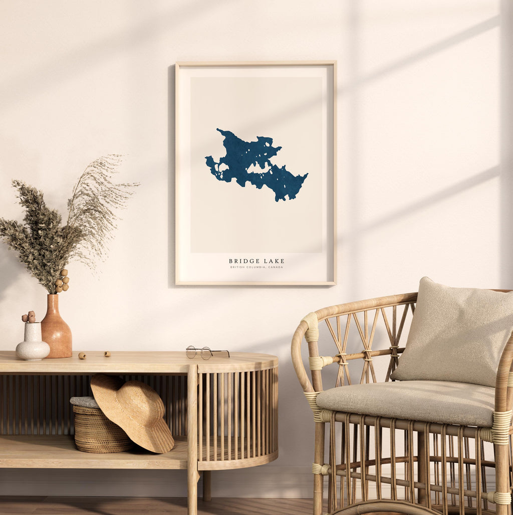 bridge lake british columbia map poster – minimalist lake wall art - image 5