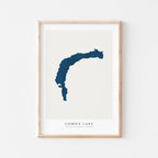 comox lake british columbia map poster – minimalist lake wall art - image 1