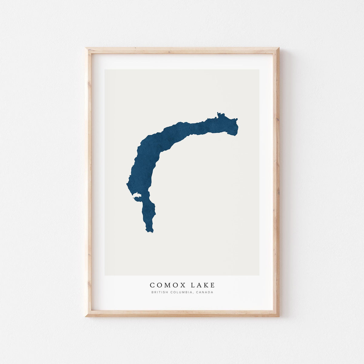 comox lake british columbia map poster – minimalist lake wall art - image 1