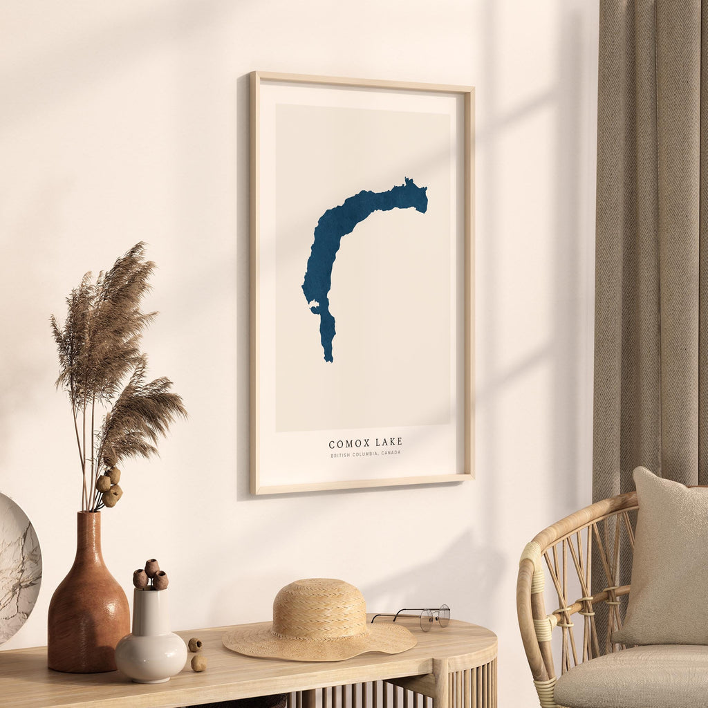 comox lake british columbia map poster – minimalist lake wall art - image 3