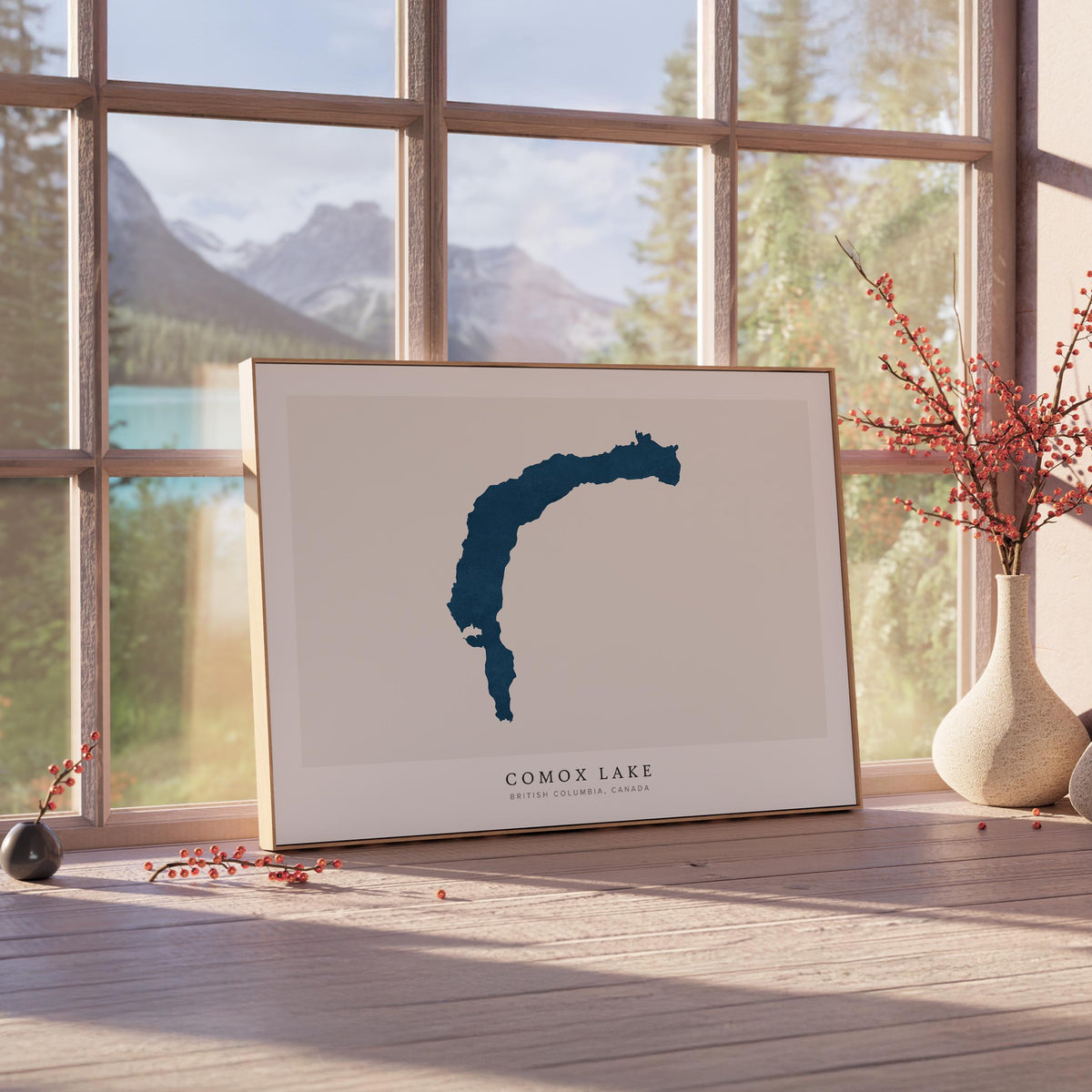comox lake british columbia map poster – minimalist lake wall art - image 4
