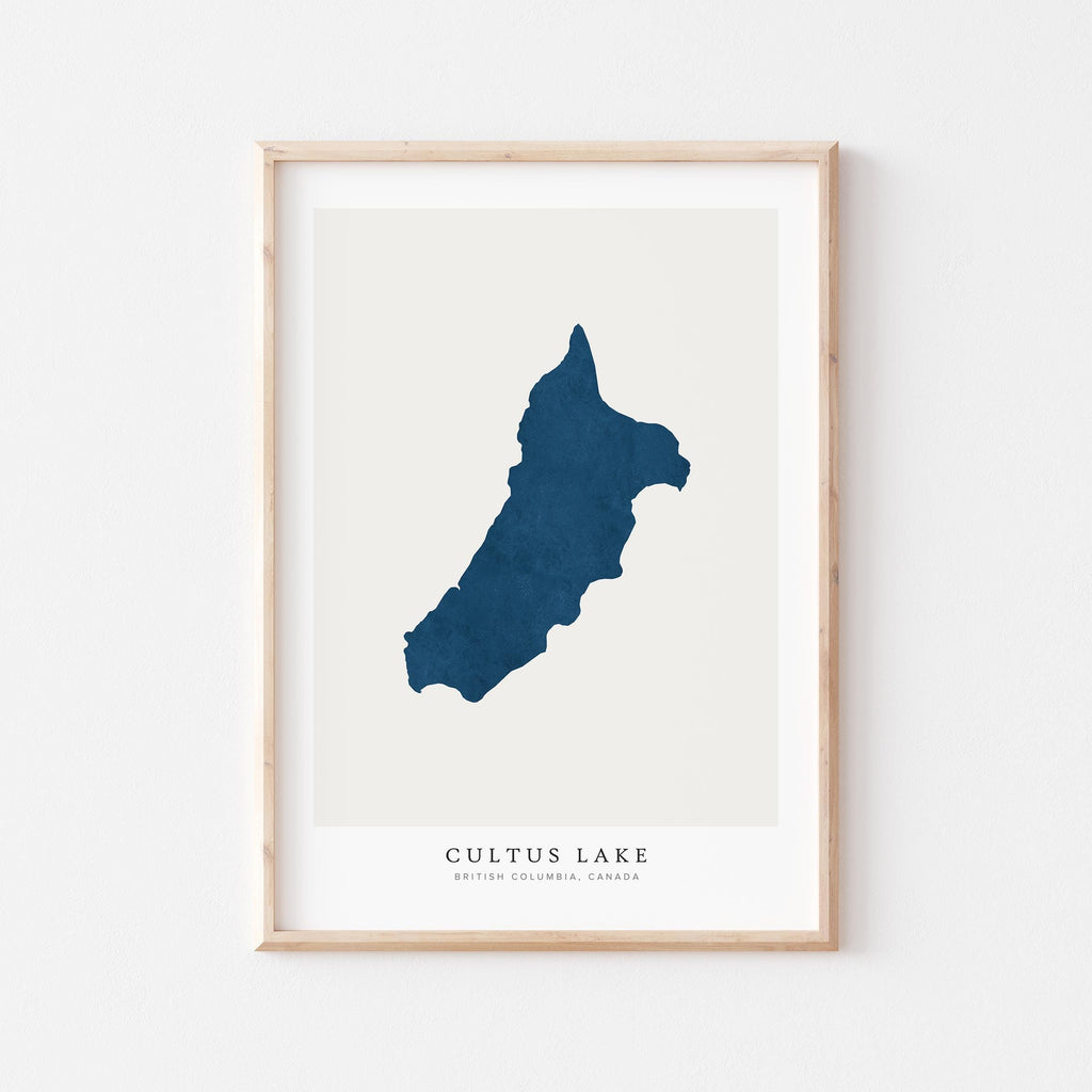 cultus lake british columbia map poster – minimalist lake wall art - image 1