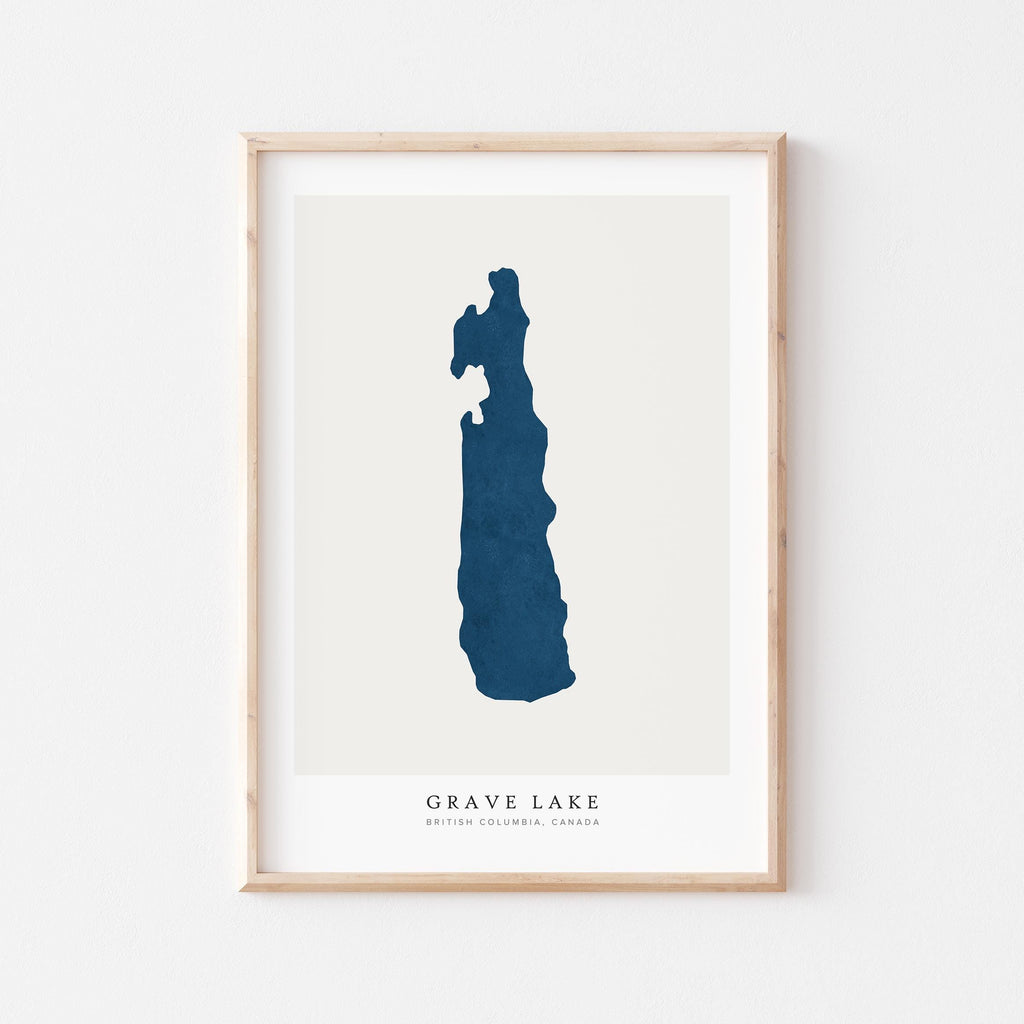 grave lake british columbia map poster – minimalist lake wall art - image 1
