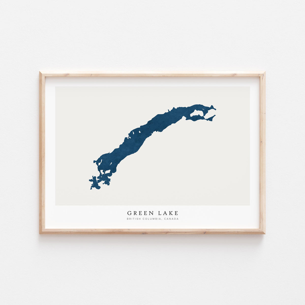 green lake british columbia map poster – minimalist lake wall art - image 1