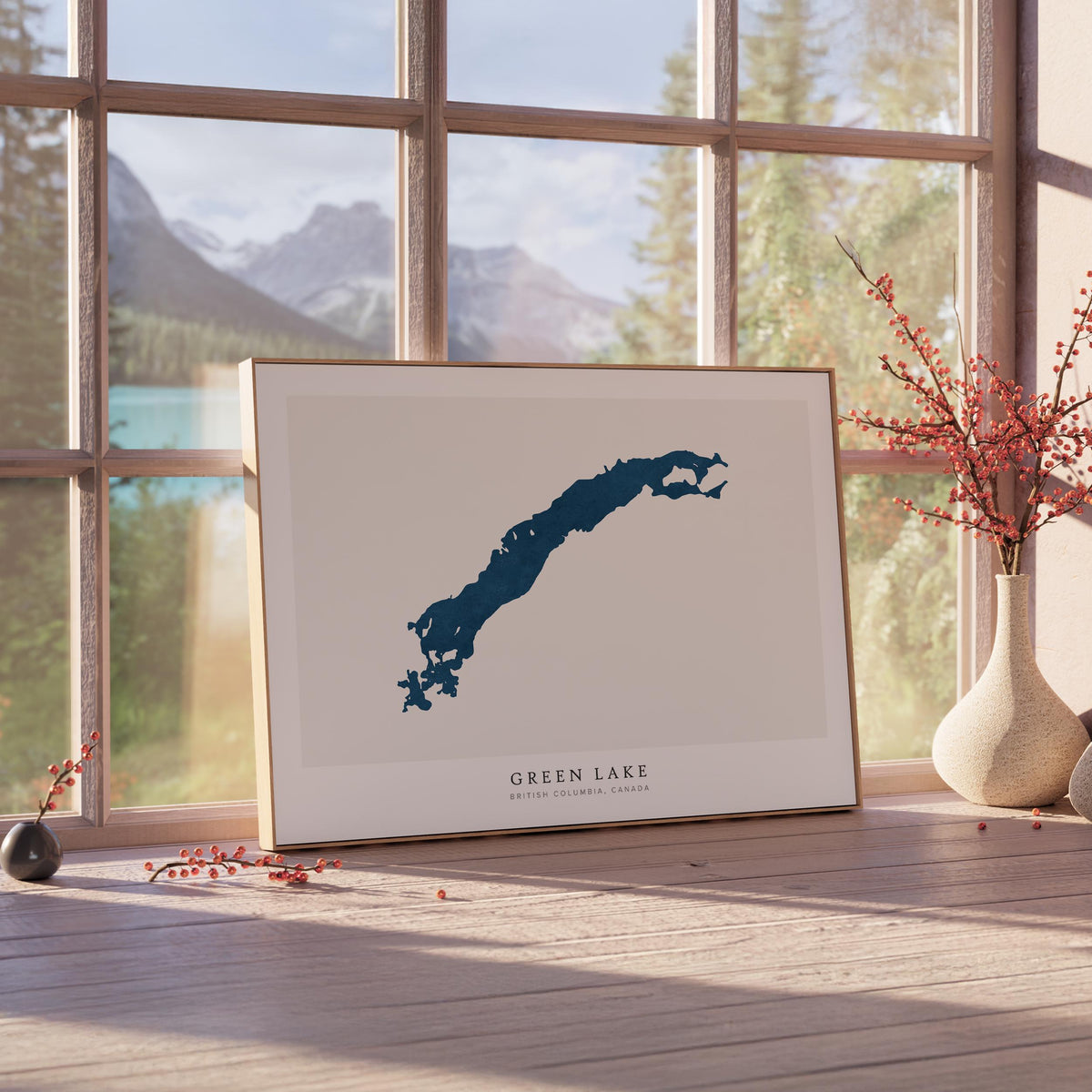 green lake british columbia map poster – minimalist lake wall art - image 4