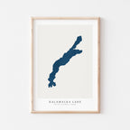 kalamalka lake british columbia map poster – minimalist lake wall art - image 1