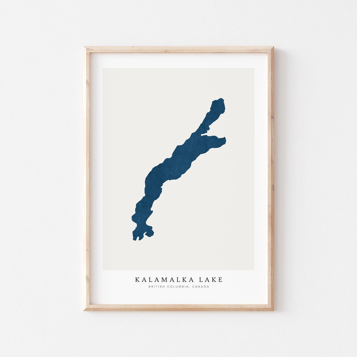 kalamalka lake british columbia map poster – minimalist lake wall art - image 1