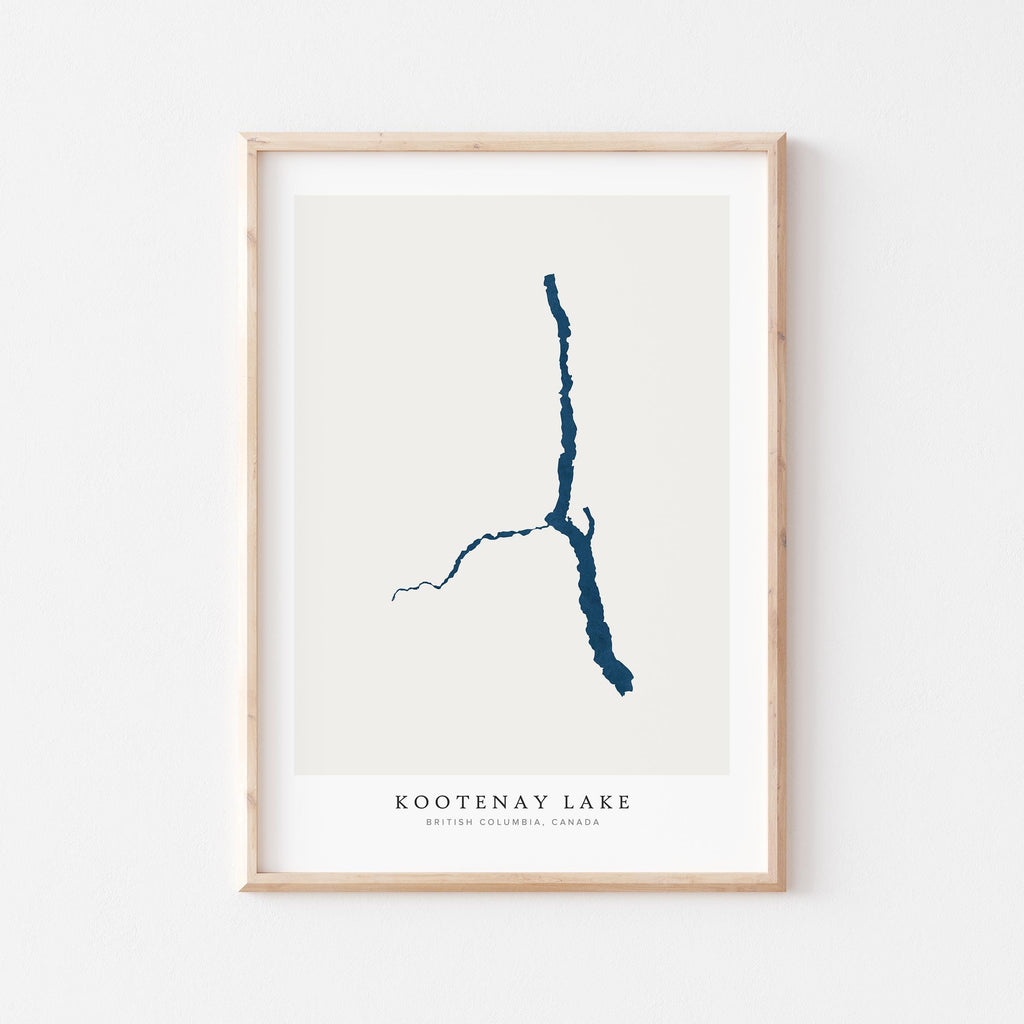 kootenay lake british columbia map poster – minimalist lake wall art - image 1