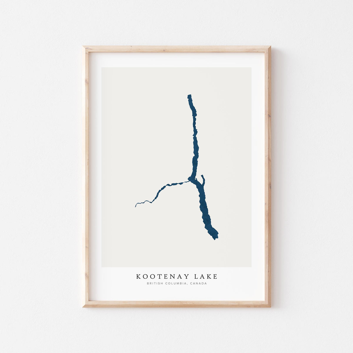 kootenay lake british columbia map poster – minimalist lake wall art - image 1